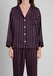 Washable Silk Marina Pajama Set in Midnight Stripe