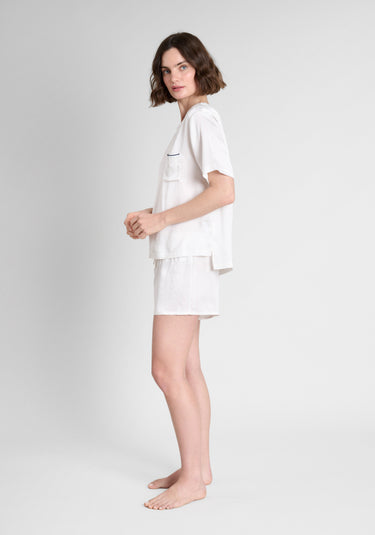 Leonora Short Set in White Washable Silk
