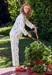 Marina Pajama Set in Navy Embroidered Bows