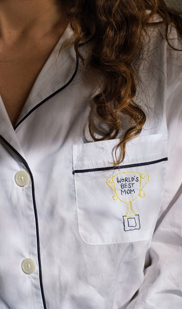 Marina Pajama Set in World's Best Mom Trophy
