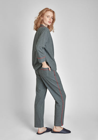 Marina Pajama Set in Charcoal Grey Flannel