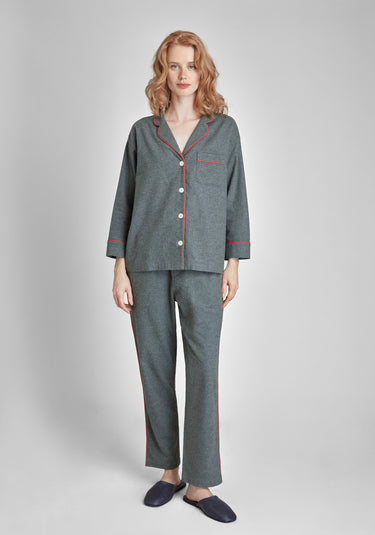 Marina Pajama Set in Charcoal Grey Flannel