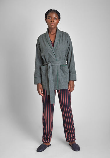 Agnelli Smoking Jacket in Charcoal Grey Flannel