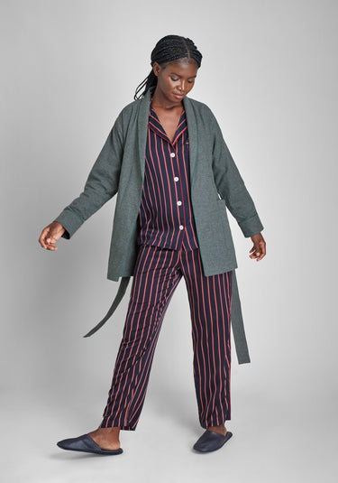 Agnelli Smoking Jacket in Charcoal Grey Flannel