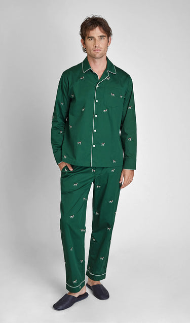 Henry Pajama Set in Embroidered Hounds