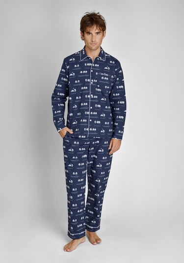 Sleepy Jones x The New Yorker – The Henry Pajama Set in Dozin' Bagels Navy