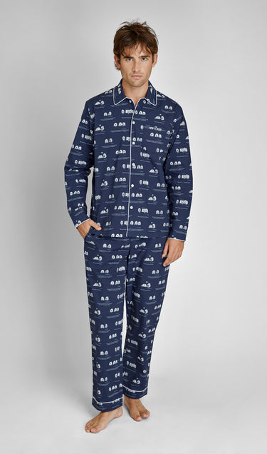 Sleepy Jones x The New Yorker – The Henry Pajama Set in Dozin' Bagels Navy
