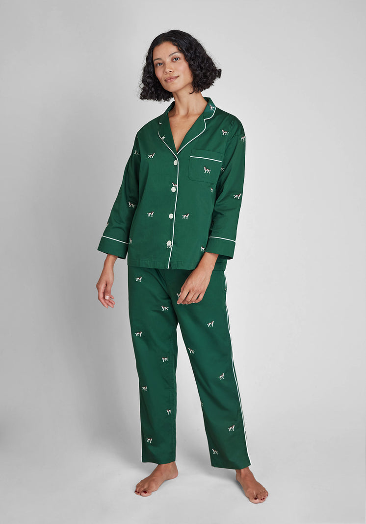 Marina Pajama Set in Embroidered Hounds