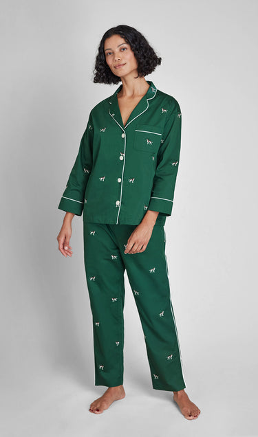 Marina Pajama Set in Embroidered Hounds