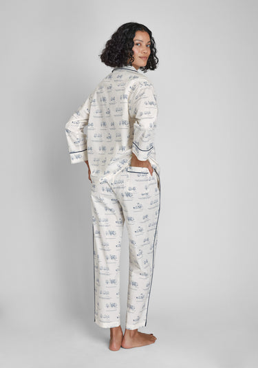 Sleepy Jones x The New Yorker – The Marina Pajama Set in Dozin' Bagels Cream