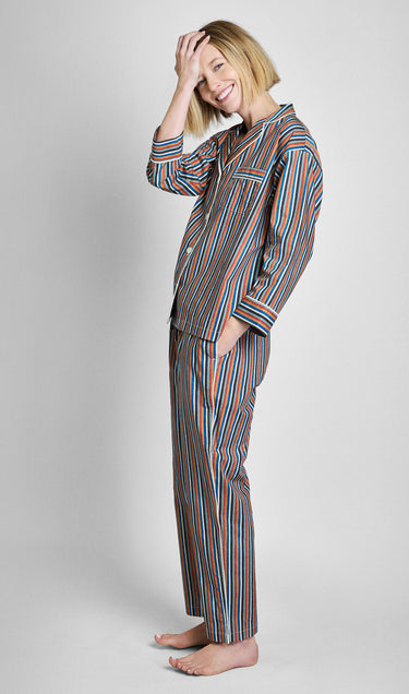 Marina Pajama Set in Woodblock Stripe