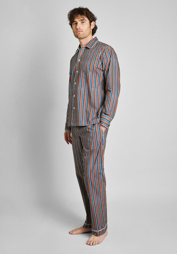 Henry Pajama Set in Woodblock Stripe