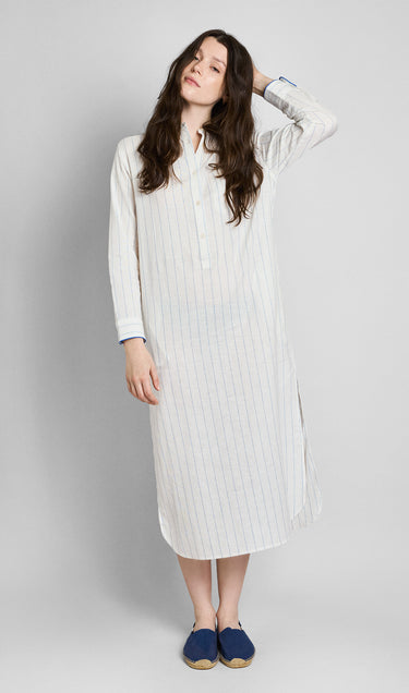 Georgia Kaftan in Linen-Cotton Baker Stripe