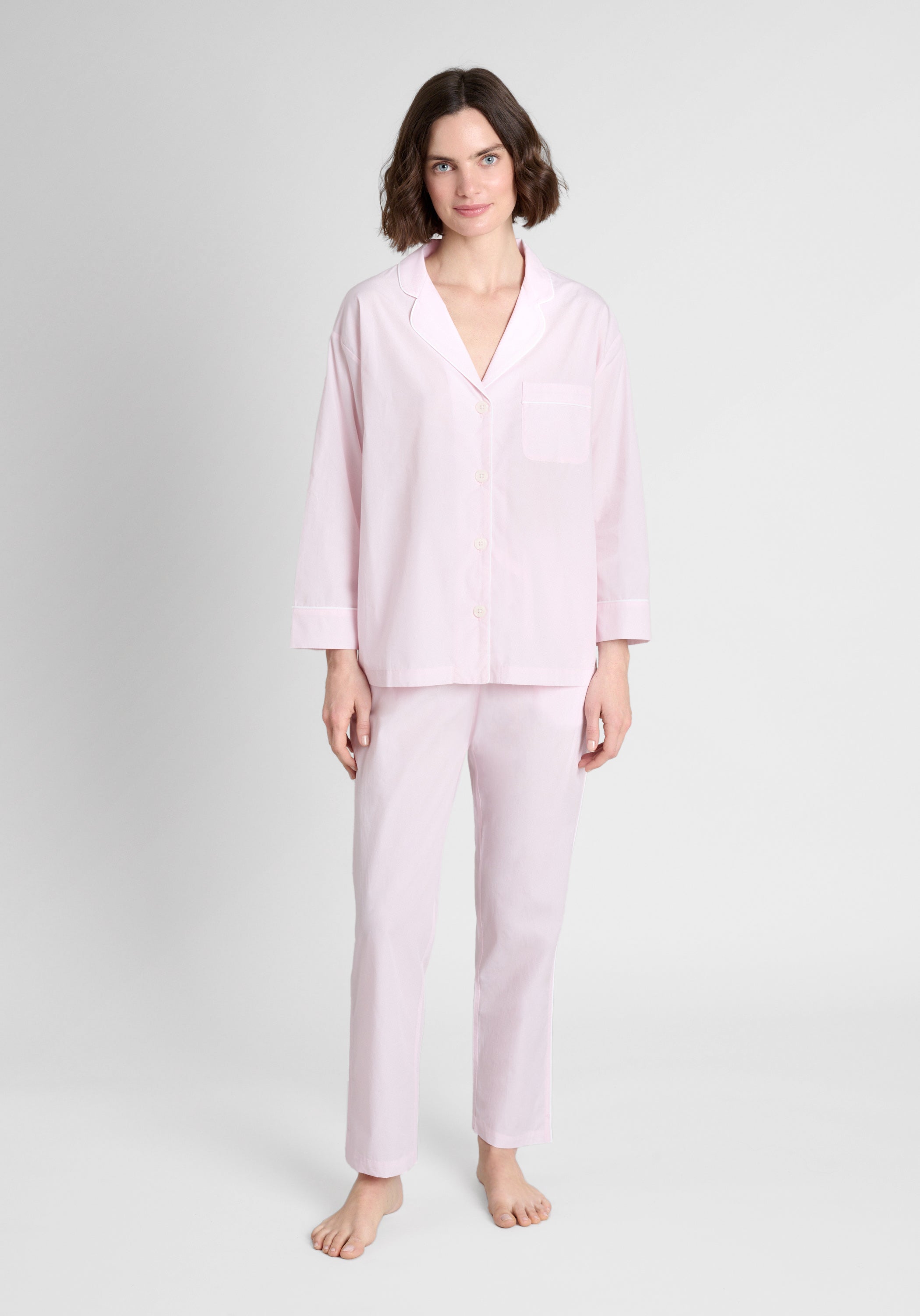 Marina Pajama Set in Pink End on End – Sleepy Jones