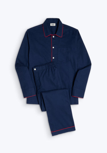 Henry Pajama Set in Navy Flannel