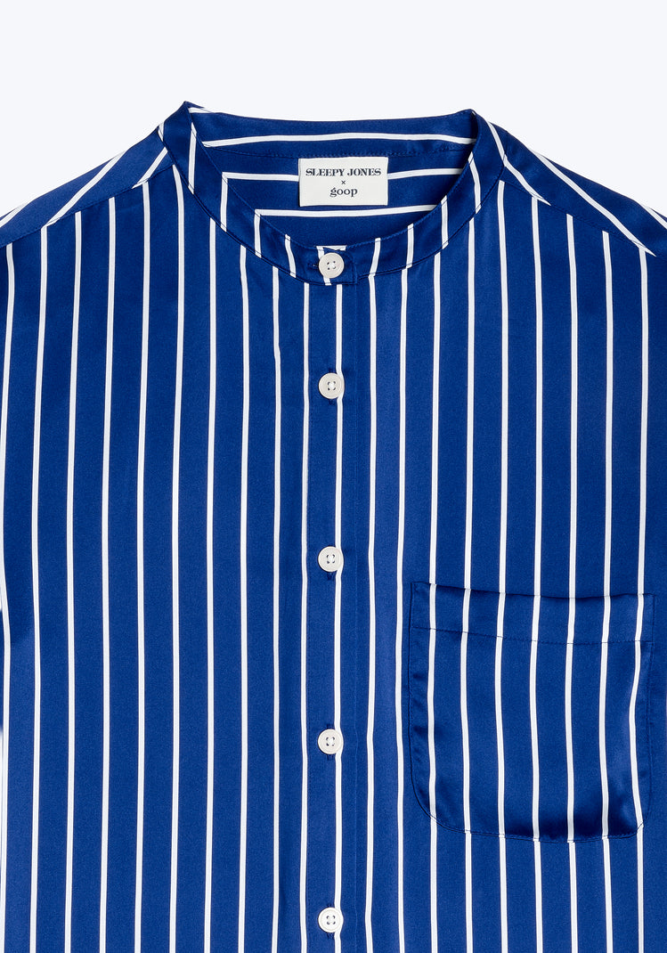 Sleepy Jones x goop Silk Georgia Kaftan in Tie Stripe