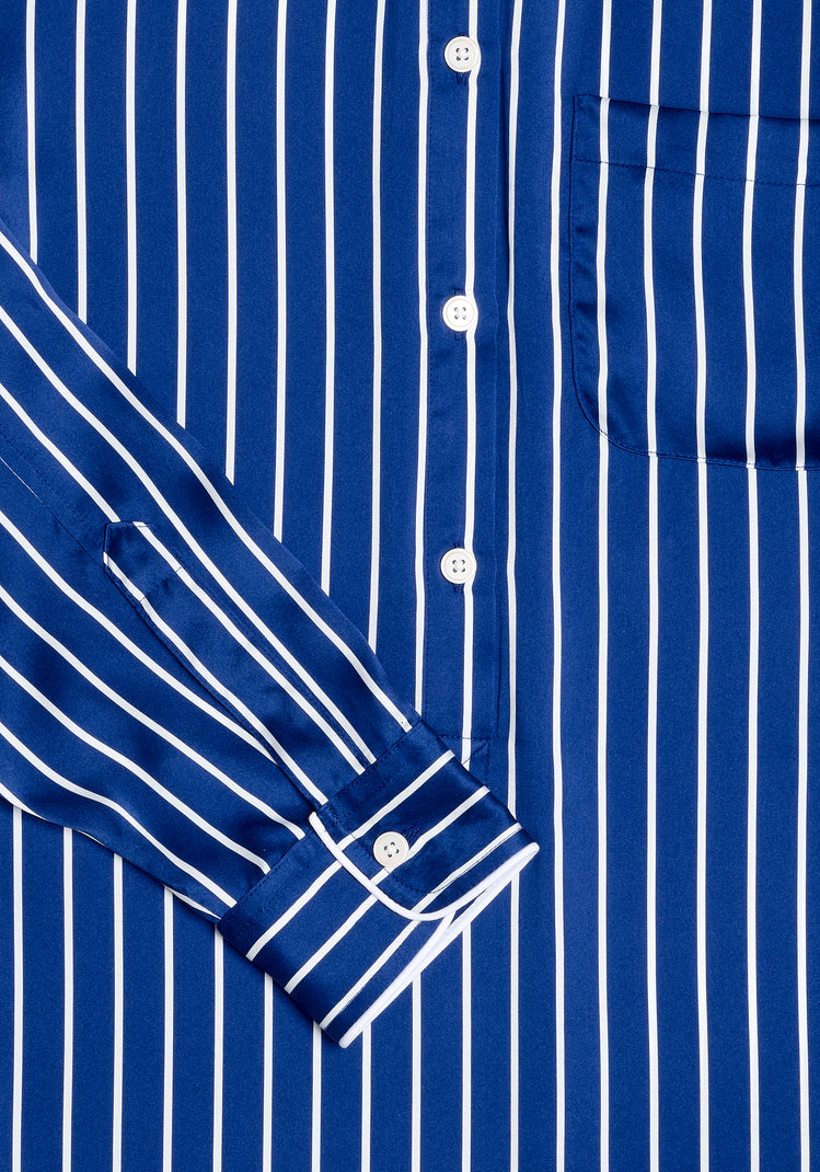 Sleepy Jones x goop Silk Georgia Kaftan in Tie Stripe