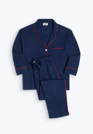 Marina Pajama Set in Navy Flannel