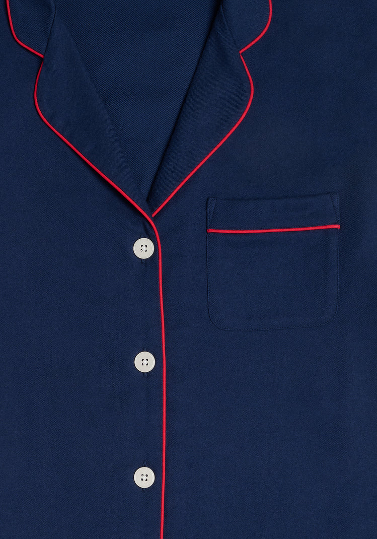 Marina Pajama Set in Navy Flannel