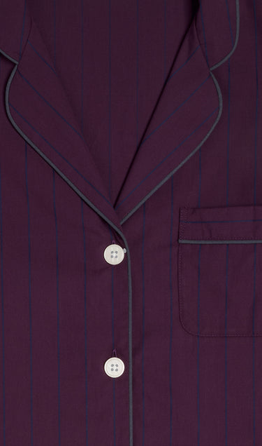 Marina Pajama Set in Plum Pinstripe