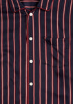 Washable Silk Henry Pajama Set in Midnight Stripe