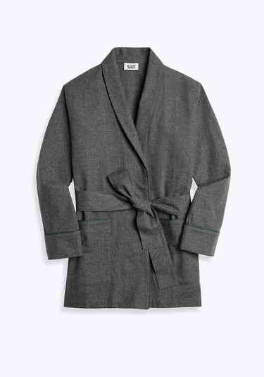 Agnelli Smoking Jacket in Charcoal Grey Flannel