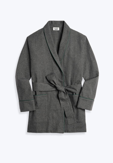 Agnelli Smoking Jacket in Charcoal Grey Flannel