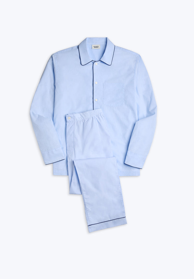 SLEEPY JONES | Henry Pajama Set Blue End on End with Navy Piping Sleepy Jones SLEEPY JONES | Henry Pajama Set Blue End on End with Navy Piping Sleepy Jones