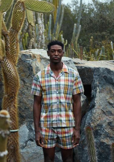 Martin Camp Shirt in Beige Golfer's Madras