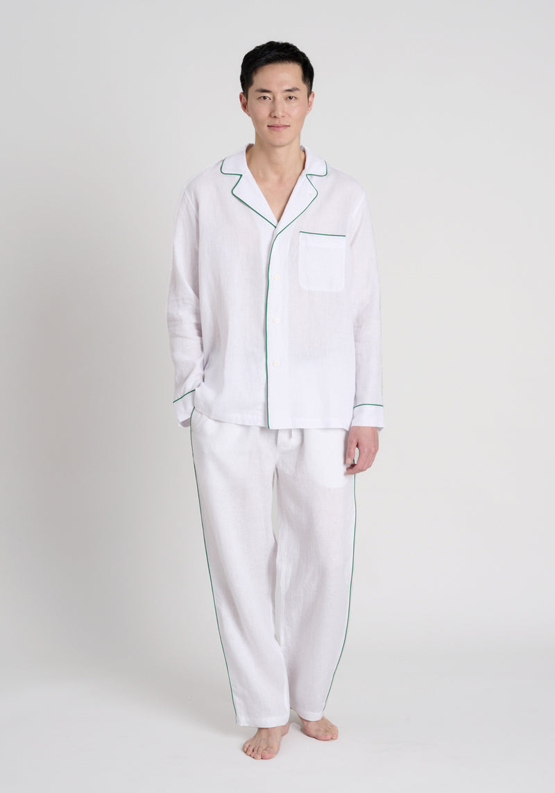 Milton Pajama Pant in White Linen