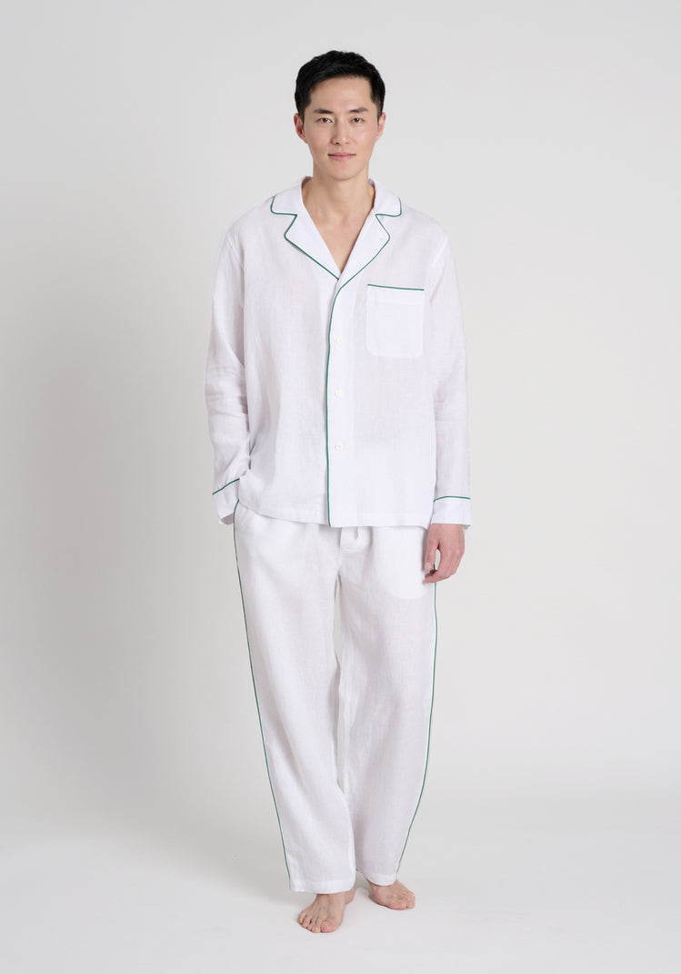 SLEEPY JONES  Milton Pajama Shirt in White Linen – Sleepy Jones