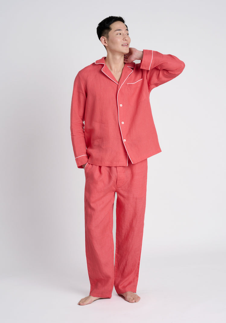 SLEEPY JONES  Milton Pajama Shirt in Washed Red Linen – Sleepy Jones