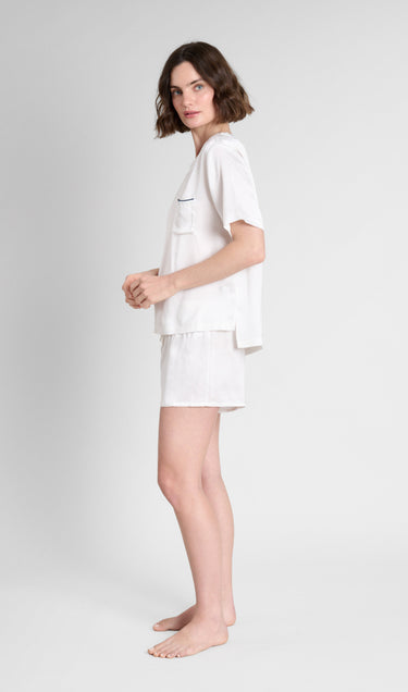 Leonora Short Set in White Washable Silk