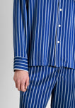 Washable Silk Henry Pajama Set in Blue & White Tie Stripe