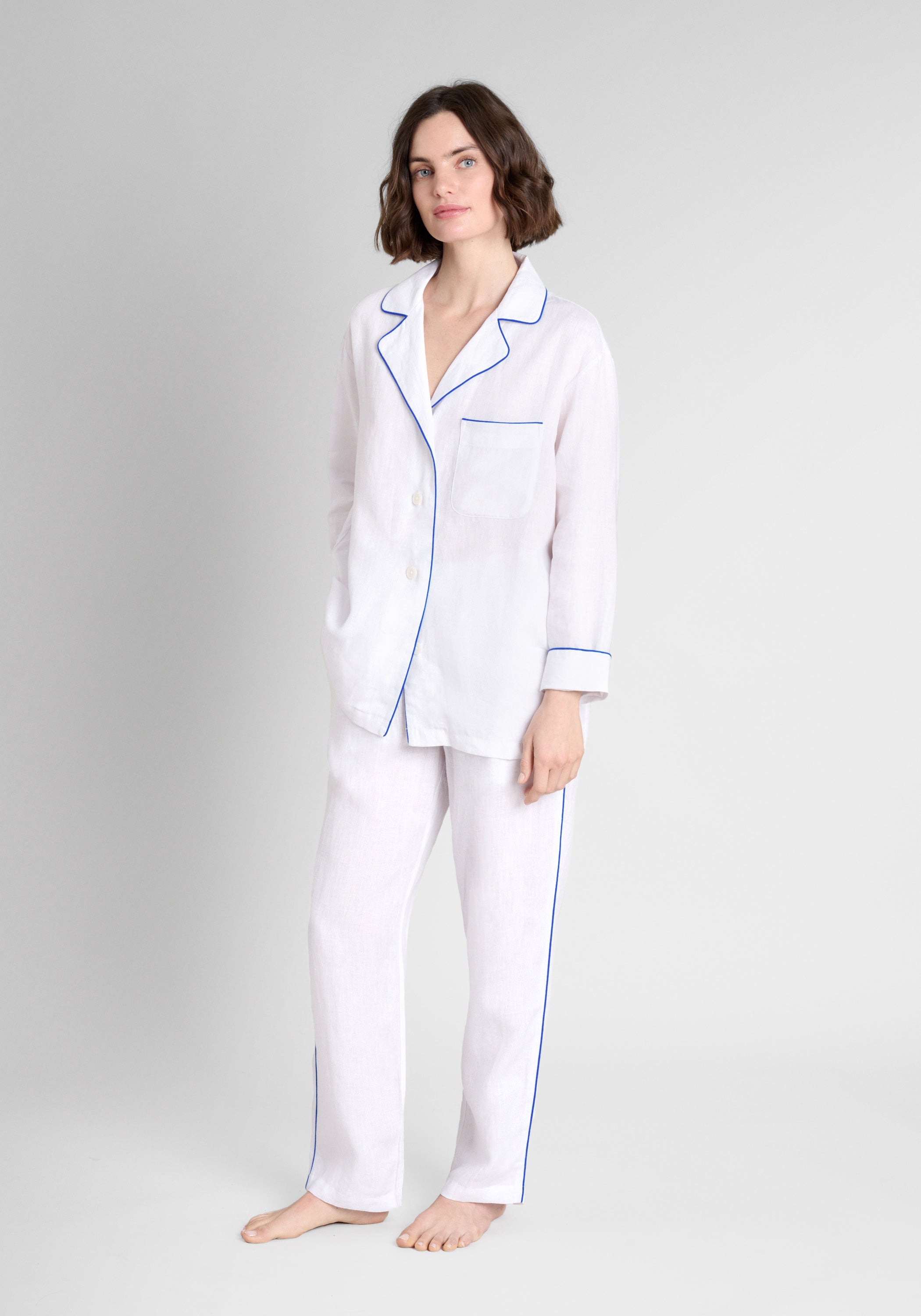 Womens linen pajama discount set