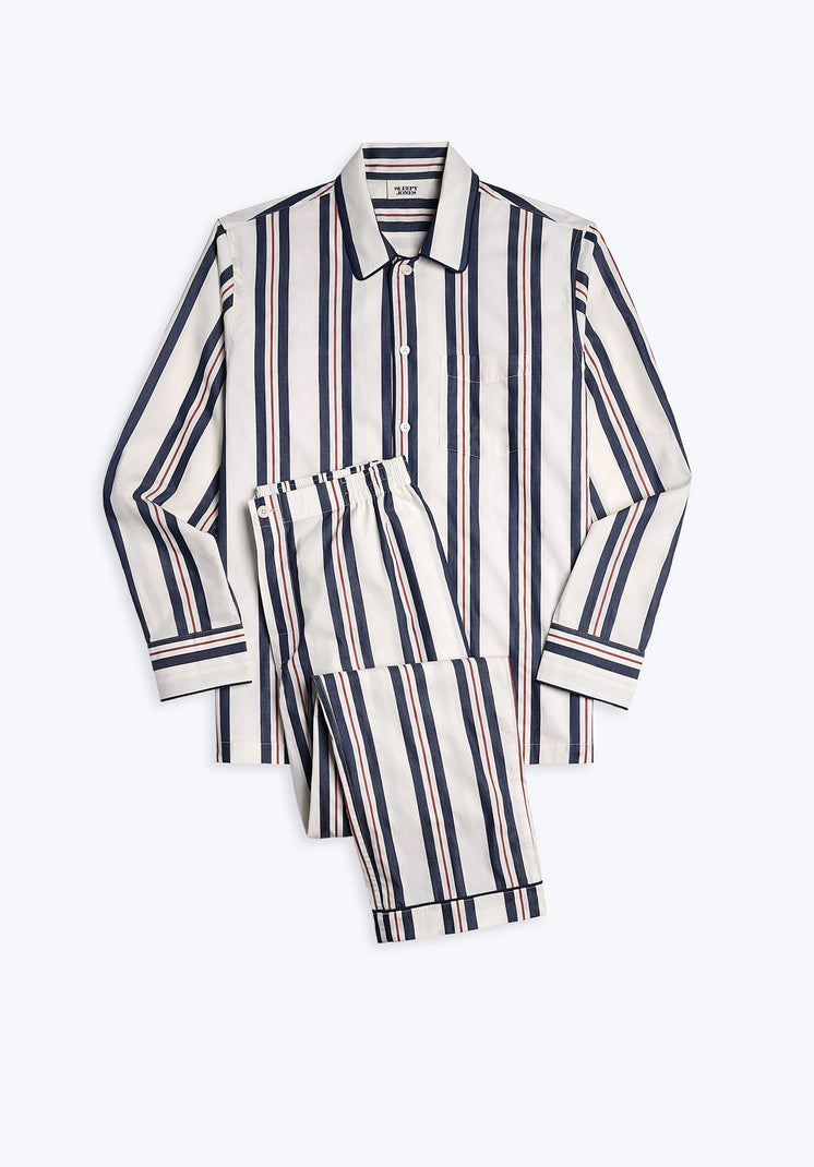 Henry Pajama Set in Nautical Regimental Stripe