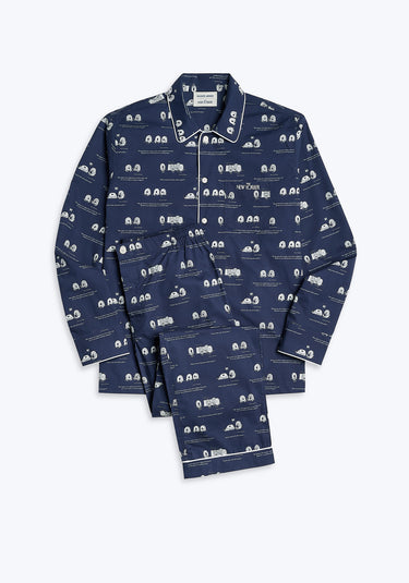 Sleepy Jones x The New Yorker – The Henry Pajama Set in Dozin' Bagels Navy