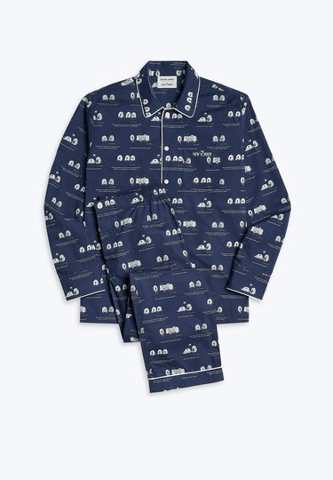Sleepy Jones x The New Yorker – The Henry Pajama Set in Dozin' Bagels Navy