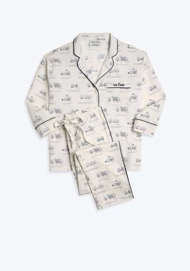 Sleepy Jones x The New Yorker – The Marina Pajama Set in Dozin' Bagels Cream