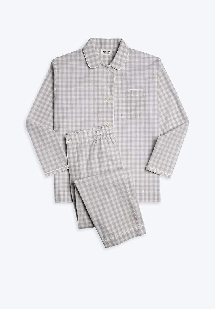 Bishop Pajama Set in Large Grey Gingham