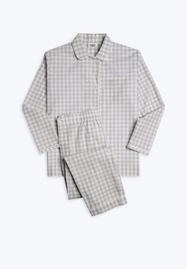Bishop Pajama Set in Large Grey Gingham