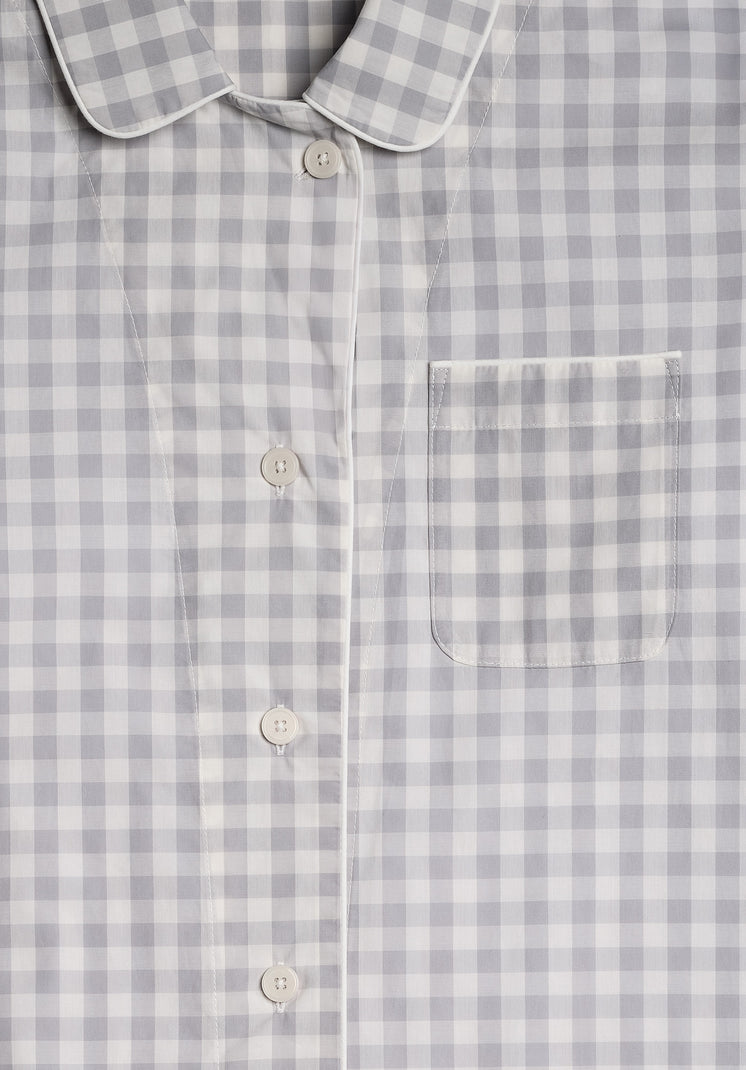 Bishop Pajama Set in Large Grey Gingham