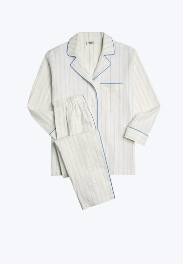 Margaret Pajama Set in Linen-Cotton Baker Stripe