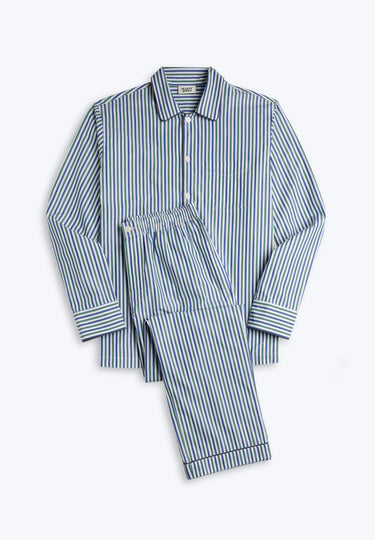 Henry Pajama Set in Green & Blue Multistripe