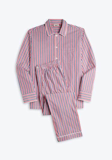 Henry Pajama Set in Red & Blue Multistripe