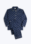 Bishop Pajama Set in Navy Polka Dot