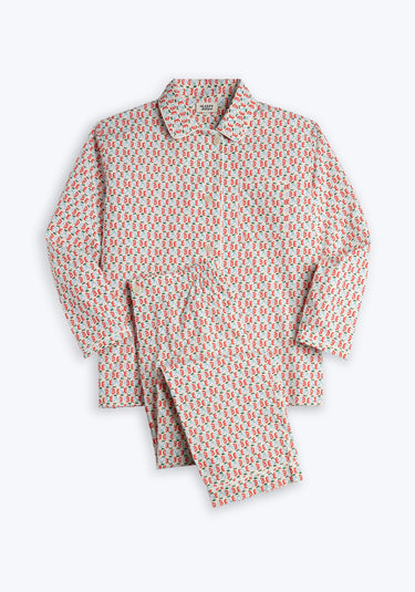 Floral patterned pajama set on a white background