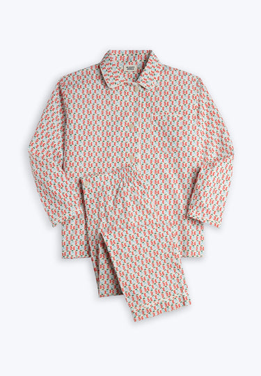 Floral patterned pajama set on a white background