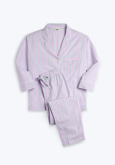 Marina Pajama Set in Green & Lavender Stripe