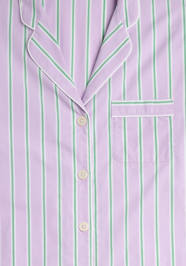 Marina Pajama Set in Green & Lavender Stripe